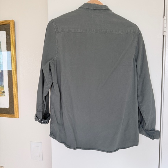 Madewell Crinkle Cotton Perfect Long-Sleeve Shirt architect steel green slim fit - Picture 6 of 12